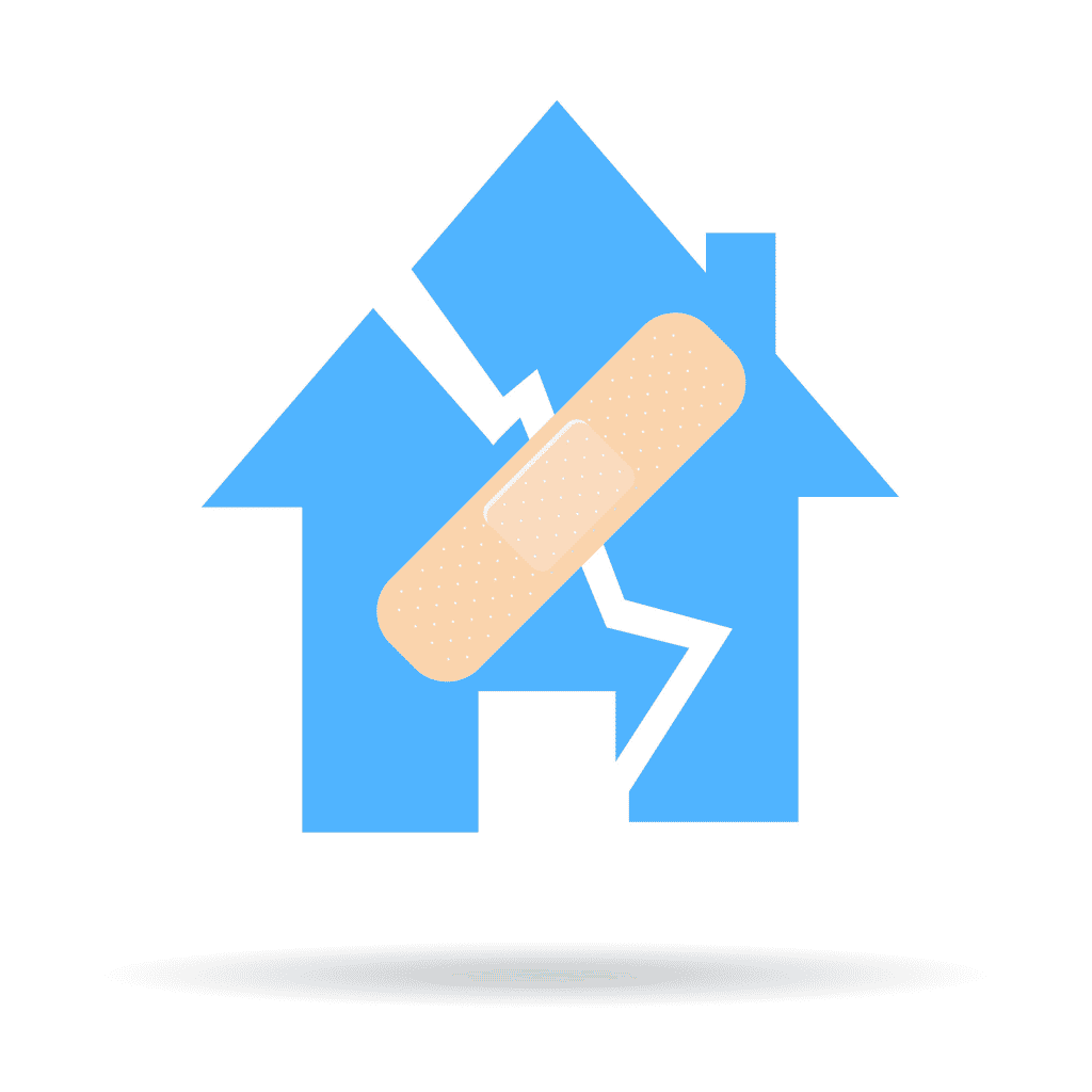 broken house with bandaid icon
